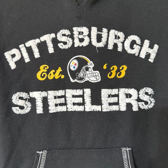 Pittsburg Steelers Hoodie Long Sleeves Distressed Lightweight Women's Medium NFL - Picture 5 of 6